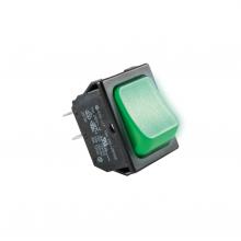 STV 02 - Osvetlený kolískový vypínač, 250V, 2 el.obvody, zelený