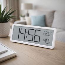 HC18 - HOME HC18 budík s vlhko- a teplomerom, s prémiovým LCD displejom, na umiestnenie na nábytok alebo na stenu