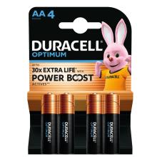 Duracell Optimum LR6 - Duracell OPTIMUM LR6 10PP110049 AA alkalická batéria, napätie 1,5 V, vynikajúci výkon, 4 ks/blister