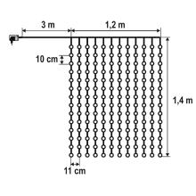 KIN168DWH - DOT LED svietiaci záves, 1,2 x 1,4 m, studená biela