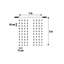DLF200WH - LED svietiaci záves, 1x2 m / 200 LED, spojovateľný, studená biela